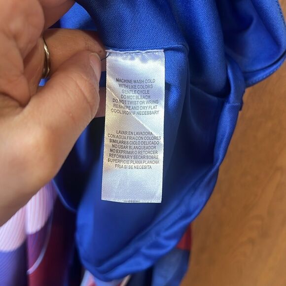 Love X Design Blue Red Printed Sleeveless Maxi Dress Size 2X - Picture 6 of 14